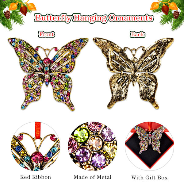 Sommerfugl julepynt monark sommerfugl hengende ornament sommerfugl dekorasjoner minnesmerke ornamenter for juletre sommerfugl ornamenter gave