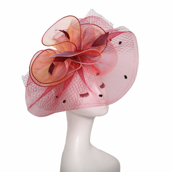 Kentucky Derby Hat til kvinder i organza - to måder at bære den på, hatblomsten kan bruges som hovedbeklædning
