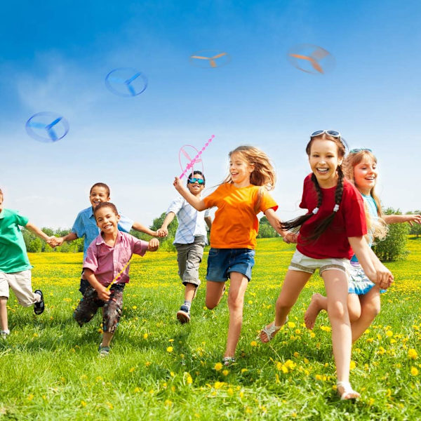 Slumpmässig färg (4 st)-Twisty Pull String Flygande tefat Snurrande flygande disc leksak helikoptrar pedagogiska leksaker för barn-Slumpmässig stil