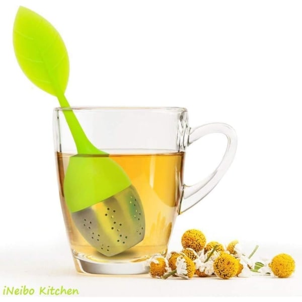 2 stk. teinfuser, diffuserfilter, tebladformet tesi, teinfuser med fødevaregodkendt silikoneteboldskål rustfrit stål si (lilla)