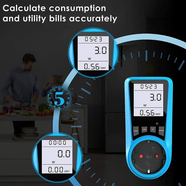 Energiemåler Wattmeter Watt Effekt Måler Strømmåler Måling Strømforbruk Måler Analysator blå