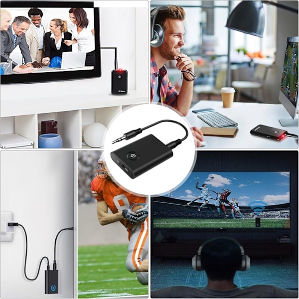 Bluetooth-audioadapteri 2 in 1 lähetin Bluetooth-vastaanotin 5.0 Lähetinliitäntä 3,5 vastaanotin kypärälle, kaiuttimelle, stereolle, autolle, TV:lle, kannettavalle tietokoneelle
