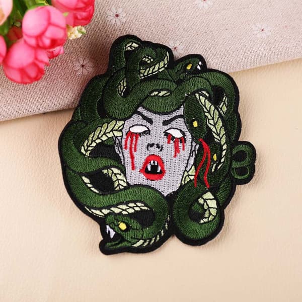 Blodig Medusa Broderi Emblem Järn Sytt Patch, Fantastisk Punk Klänning Dekoration Patching Patch