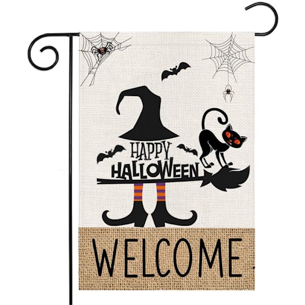 Kaksipuolinen pystysuora puutarhalippu Halloweeniin, ulkokoriste