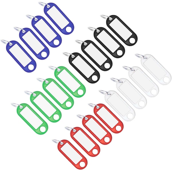 20-pack hållbara plastetikettsnyckelringar, bagagelapp, 5 färger