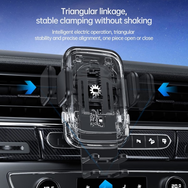 Trådløs billader, 15W automatisk klemmende billader, luftventil bil ladestasjon for iPhone 14/14 Pro/13/13 Pro /12/12 Pro/ 11/11 Pro/Xr/X