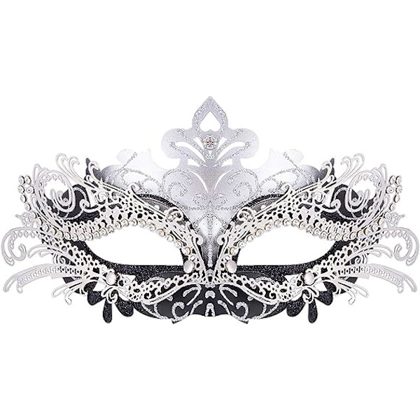Venetiansk maske (svart sølv), for maskeradeball og kostyme, for kvinner