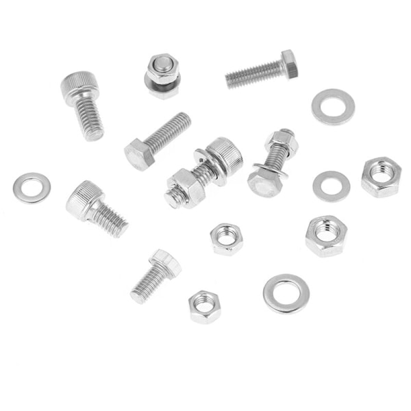 Sett med 170 sekskant hode skruer i rustfritt stål m5/m6, bolter, ringer, muttere