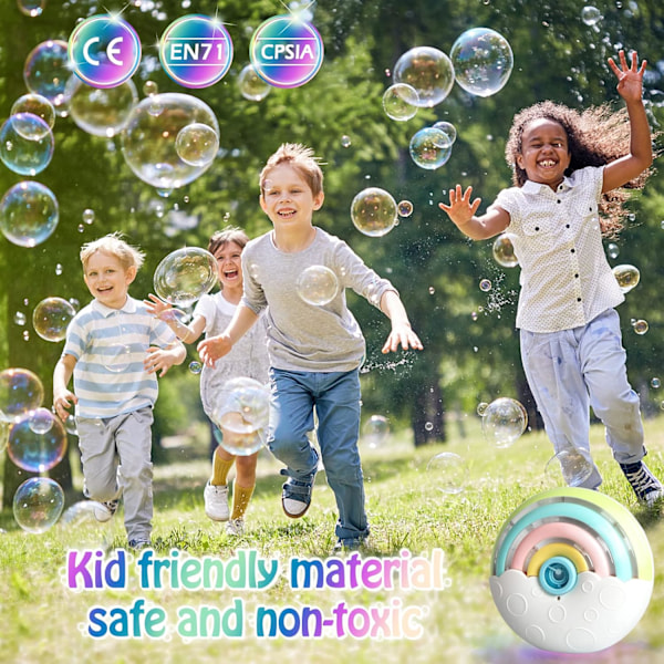 Automatisk Bubbelmaskin, Bubbelblåsare Leksak för Barn 3 4 5 6 År Gamla, 1500+ Bubbel, Bärbar Regnbågsbubbelmaskin för Utomhus/Fest/Bröllop