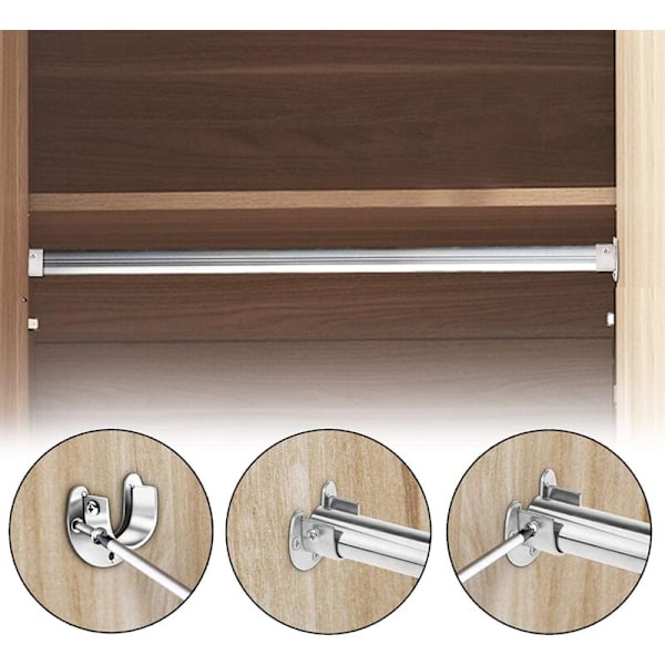 2 stk. rørholder, rustfrit stål garderobestangholder, justerbar flange stangholder, u Digger stangholder til 32 mm skabsholder