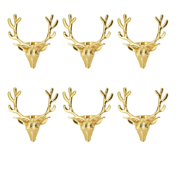 6 stk. Guld Hjort Servietringe Holdere til Bryllup Hjem Bord Dekoration Serviet Holder