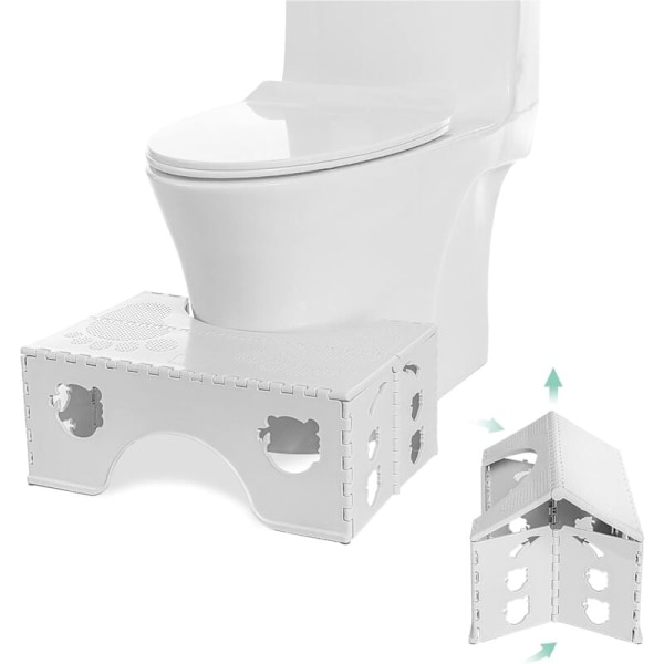 Foldbar Toilet Skammel - Fysiologisk Badeværelses Skammel til Voksne og Børn - Toilet Skammel til Badeværelse og Toilet, 45 x 3 x 18 cm, Grå