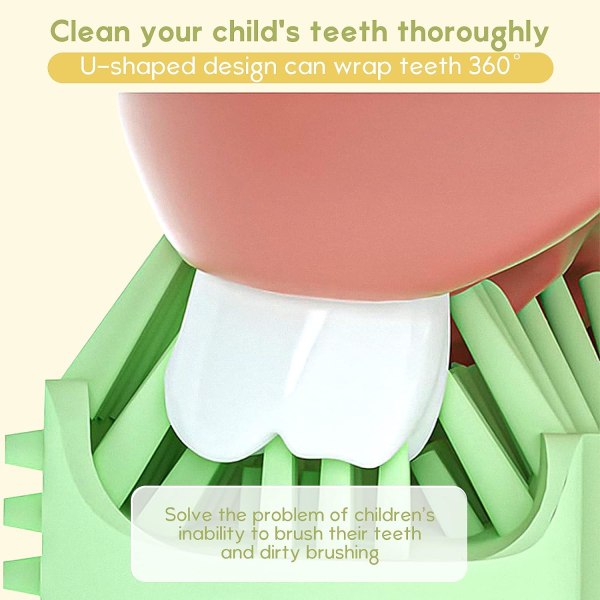 360° mjuk och säker U-formad tandborste för barn, söt och intressant