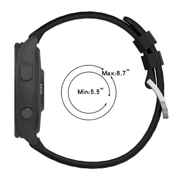 1 stk. (sort) urrem 22mm, quick release silikone urrem til mænd og kvinder