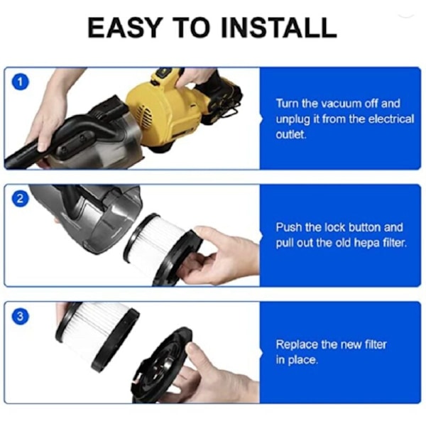 2 stk. Dewalt DCV501HB 20V DCV5011H Razzling filter til støvsuger DCV501LN