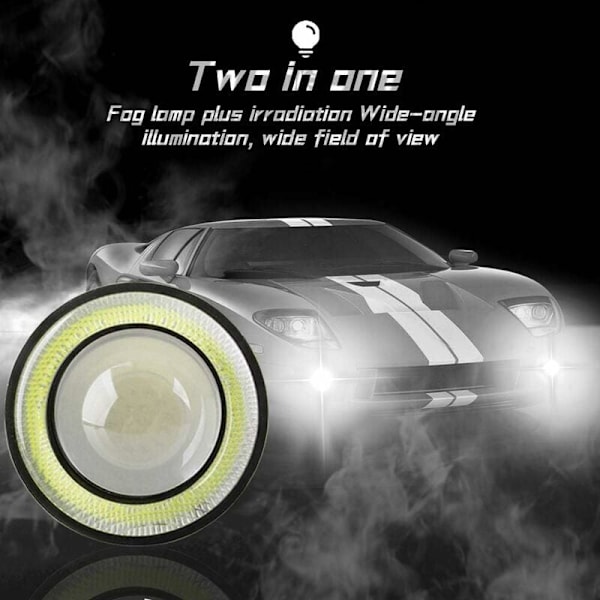 2 KPL Erittäin Kirkas 3.0\" Universaali Projektori LED Sumuvalo 12V 10W Valkoinen COB Halo Enkelin Silmät Renkaat Moottoripyörä Auto Päiväajovalot DRL Ajo Valo