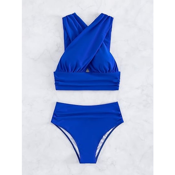 Dames 2-delt badedragt Criss Cross Ruched S