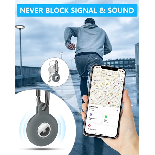 5-pak Airtag-holder Air Tag silikoneetui med nøglering, ridsefast Airtag-nøglering til nøglefinder-tracker, rygsæk, kæledyr, værdigenstande.