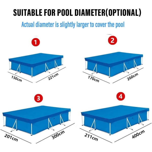Poolskydd, Vattentätt Rektangulärt Poolskydd Enkelt Set Dammsäkert Poolskydd för Rampooler (300*200CM/9.84*6.56FT)