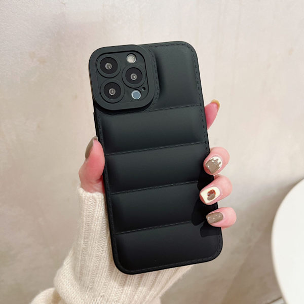 iPhone 14 Pro Max Skal - Termisk Design - Mjuk Reptålig TPU, Trådlös Laddning, Fullt Skydd för Telefon och Kamera, Svart
