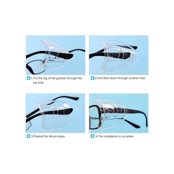 Set med 2 par sidoskydd för skyddsglasögon - transparent sidoskydd - Universellt sidoskydd - för små och medelstora glasögon