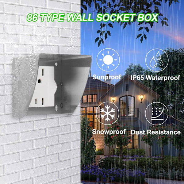 Bryterdeksel i rustfritt stål, 9,3×9 cm, vanntett utendørs stikkontaktdeksel, barnesikkert elektrisk kontaktdeksel, skjult beskyttelse for utendørs, bad, Ki