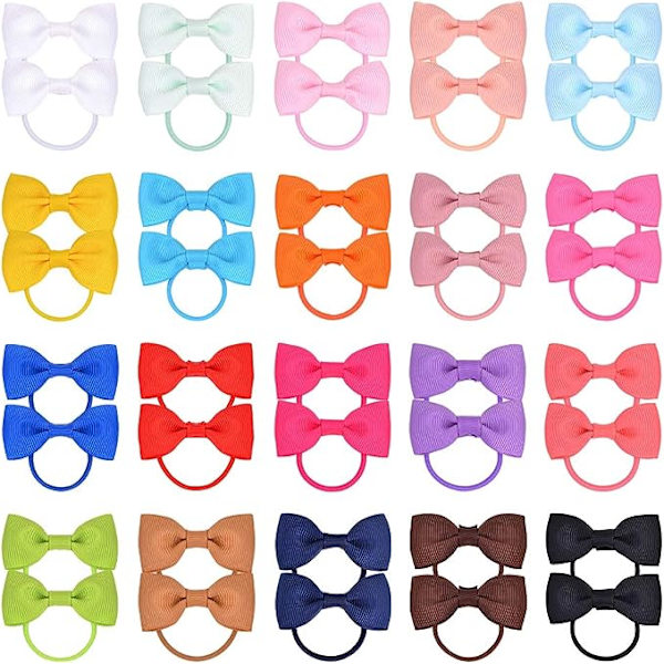 (20 st - Blandade färger) Baby Girls Hårtillbehör Bågar 2 Tum Mini Boutique Gummiband Hårtillbehör för Barn Och Småbarn