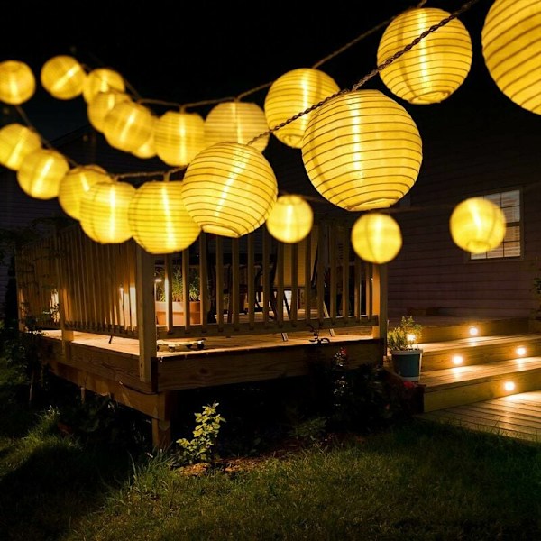 (Hvitt Lys) Lysende Lyslenke Solcelle Utendørs 6m 30 stk Led Lanterner Utendørs Vanntette Lys 8 Moduser Solcellebelysning Dekorasjon For Hage, Terrasse, Balkong