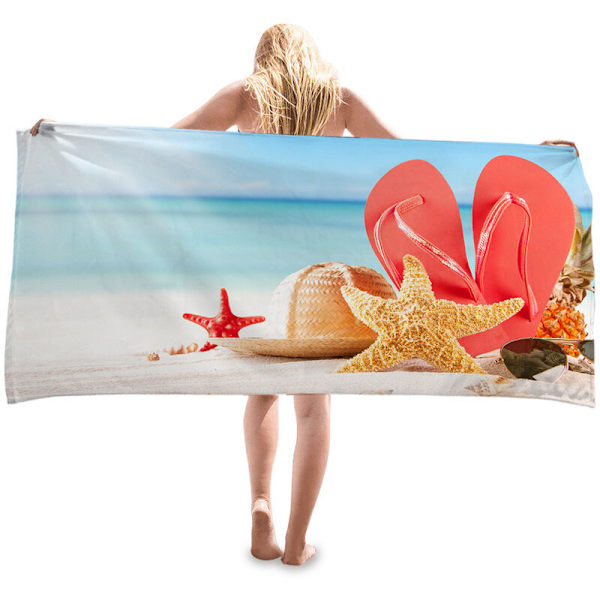 Strandhåndklæde, dobbeltsidet mikrofiber strandhåndklæde overdimensioneret 80x160cm til voksne, let ekstra stort hurtigtørrende sandfrit poolhåndklæde til svømning,