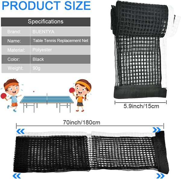 2 stk. justerbart bordtennisnet i polyester - 180 * 15 cm