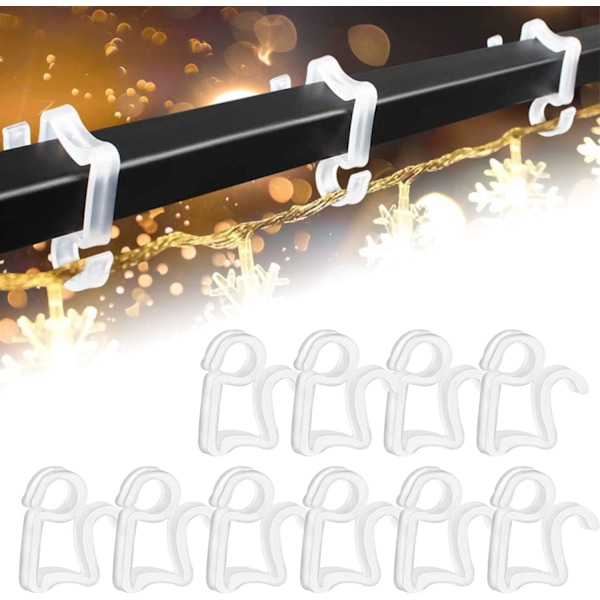 60-pack Mini Rännkrokar, Rännkrokar, Plastkrokar, Rännklipp, Strängljus, Julkrokar för Utomhus Dekorativa Ljus