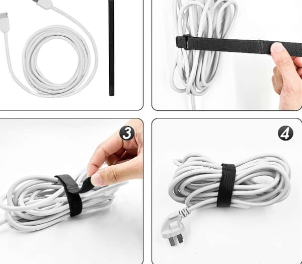 Kabelbinder - LOT AF 10: STØRRELSE 60CM - Multistørrelse krog-og-løkke-strop - kabelbinder til TV/computer/guitar kabel