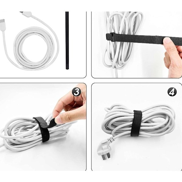 Kabelbindning - 10-PACK: STORLEK 60CM - Multistorlek kardborreband - kabelbindning för TV/dator/gitarrkabel