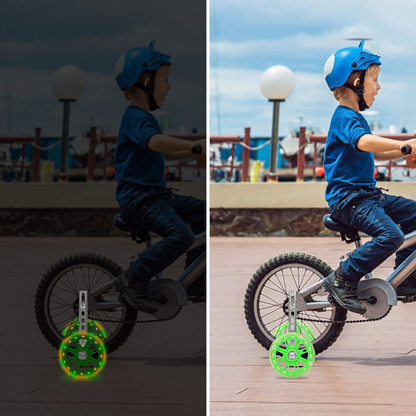 Børns cykelstøttehjul, cykelhjælpehjul, børns hjælpehjul, hjælpehjul til 12-20 tommer cykelkomponenter, grøn