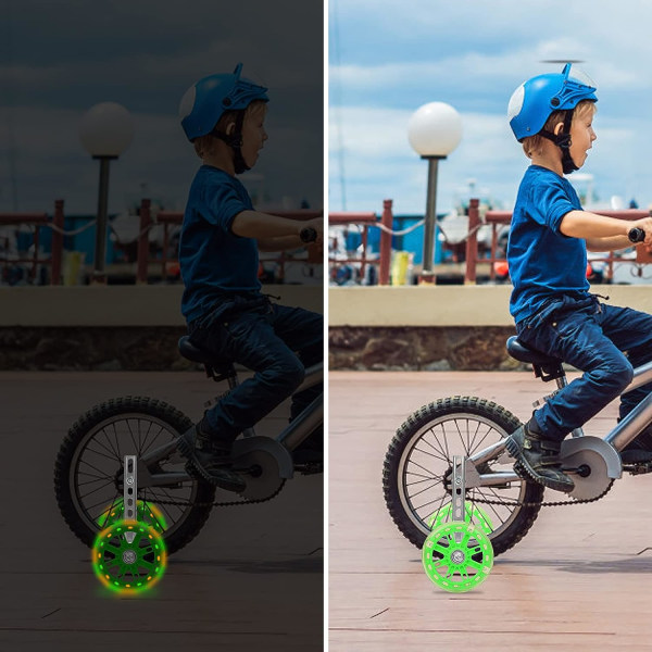 Stödhjul för barncykel, cykelhjälphjul, barncykelhjälphjul, stödhjul för 12-20 tums cykelkomponenter, gröna