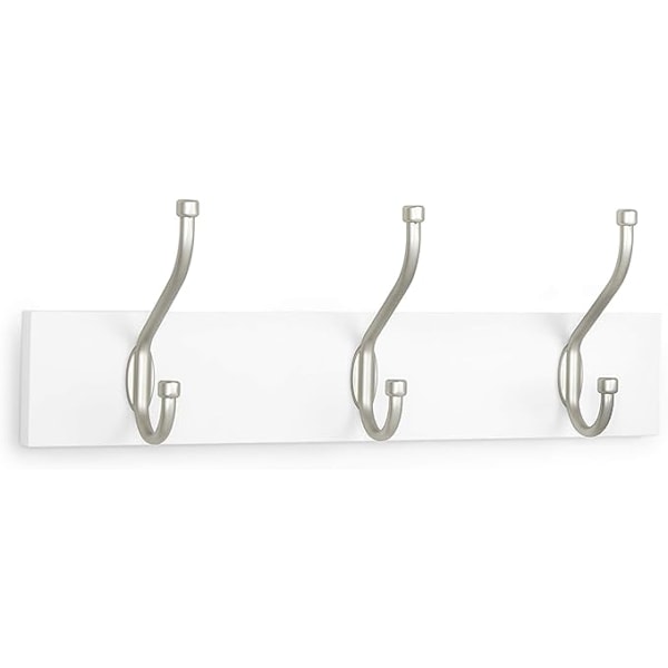 Träväggkrok - Väggkrokar - 3 Standardkrokar 36 cm, Vit, 1 Styck