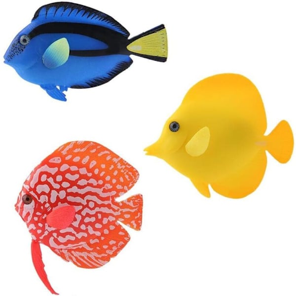 1 stk. akvarium kunstig fisk flydende akvarium falsk tropisk fisk sjov silikone realistisk fisk i bevægelse dekorationer ornamenter med sugekop w
