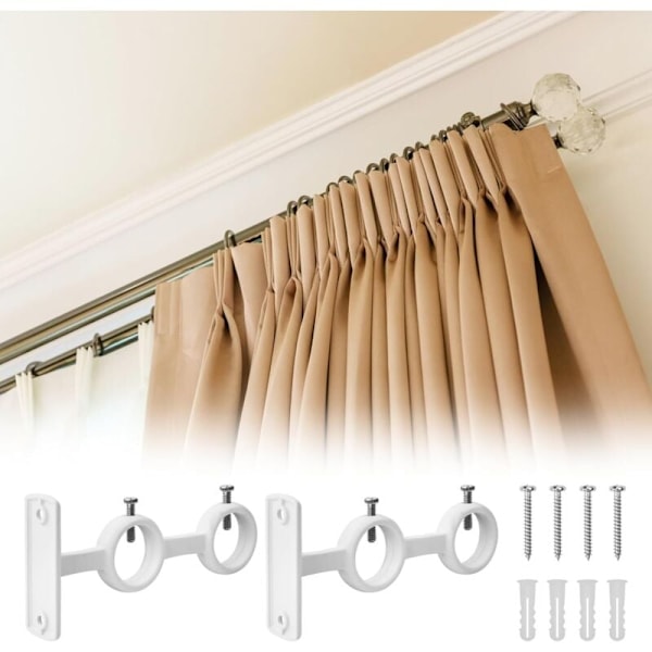 Dobbel robust gardinstangstøtte og justerbar dobbel gardinstangholder med gardinstang med diameter mindre enn 2,5 cm