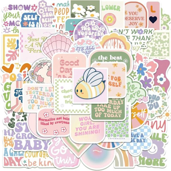 100 st danska pastellklistermärken, estetiska söta klistermärken, inspirationsklistermärken, scrapbooking girly klistermärke för datorer, vattenflaskor, scrapbooking