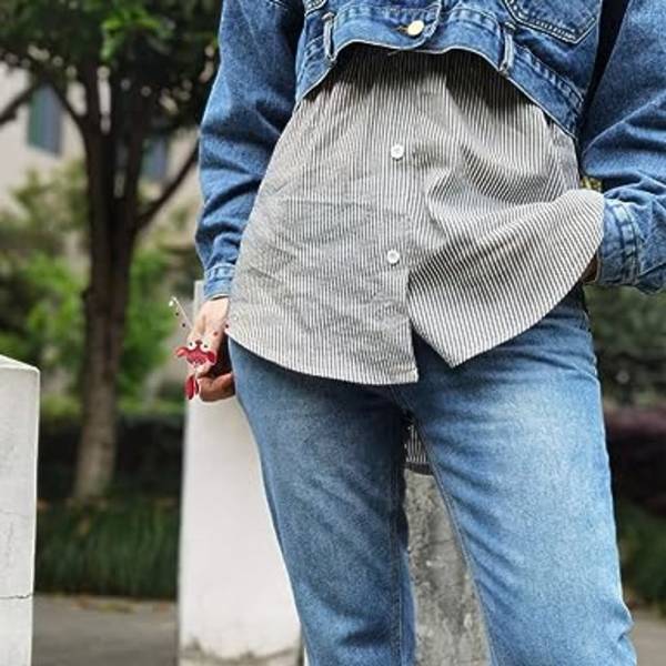 Miniskjørt Skjorteforlenger (XL), Kvinner Stretchy Justerbar Skjorte Skjørt Stretch Hem Skjørt Falsk Hem Skjorteforlenger Miniskjørt for Jenter og Kvinner