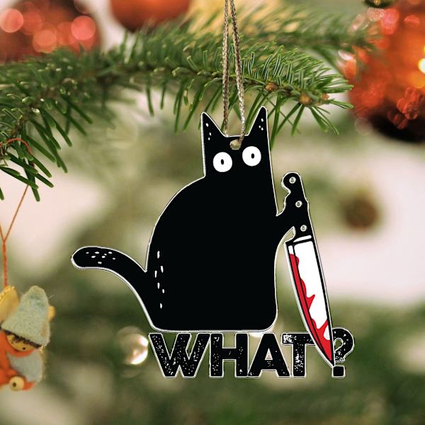 8 cm svart katt julepynt - Julepynt til katt - Henges i juletreet - Topper juletreet (svart katt)