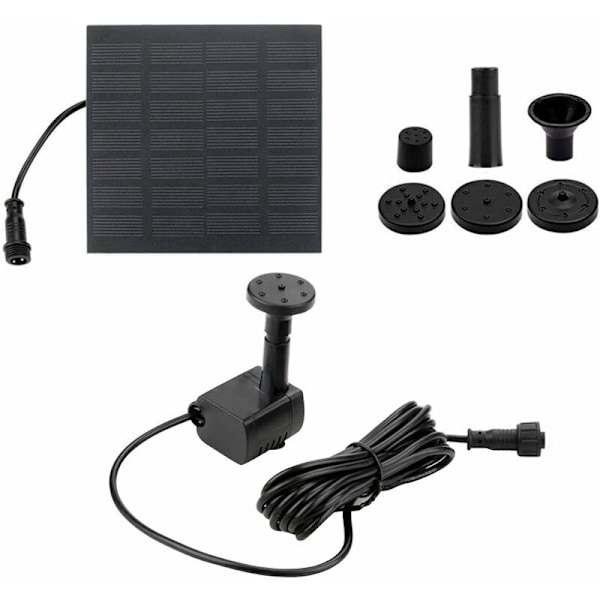 Solcellsdriven fontänpump, flytande trädgårdsfontän med 4 munstycken, solpanelkit för damm, fontän, 1.2W