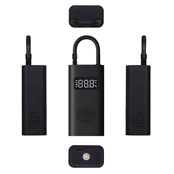 Kannettava ilmakompressori 1S - Autonrengaspumppu Sähköinen polkupyörän pumppu, Mini kannettava ilmakompressori Digitaalinen LED-lamppu, 2000mAh Type-C-lataus 150PSI polkupyörille