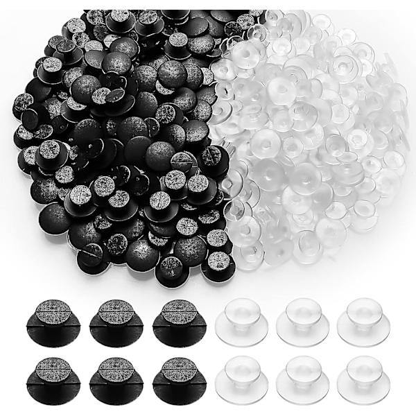 200 plast knapper (svart, transparent) med attraktiv bakside for barnetilbehør og håndleddsrem-sjarmbakside