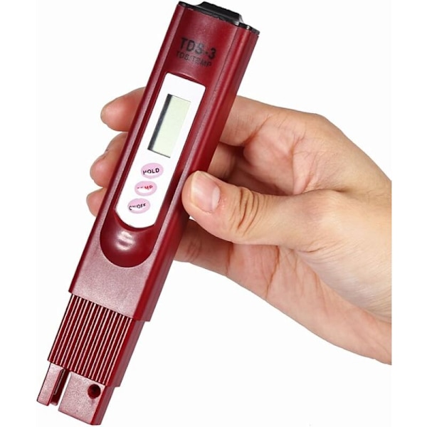 Vedenlaadun tunnistin digitaalinen LCD-vesimineraalianalysaattori testikynä kannettava puhtaus suodatin TDS-mittari testeri 0-9990 PPM lämpötila (punainen)