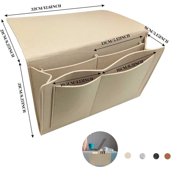 Sängficka Sängförvaring Sängficka Soffbord Sängförvaring i filt för hemmasängsskenor, soffa, våningssängar (Beige)