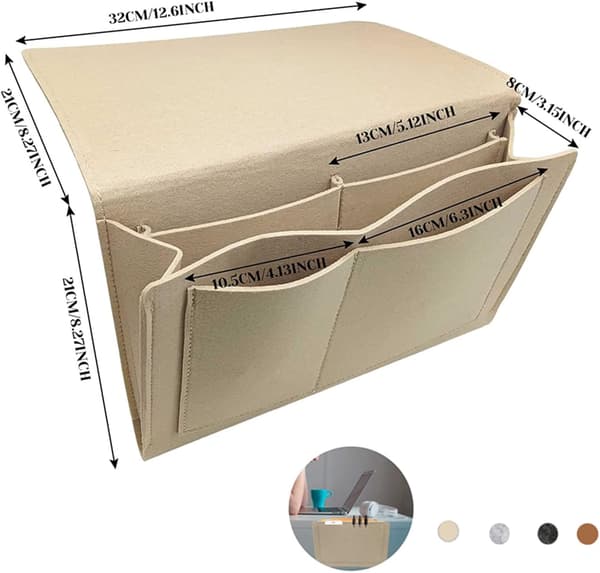 Sengearrangør Sengepose Sengepose Sofa Sengefølte Opbevaringspose til Hjemmesenge, Sofa, Køjesenge (Beige)
