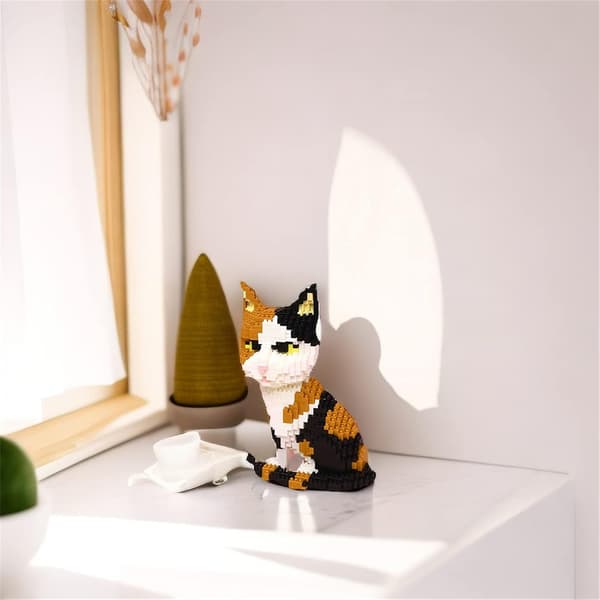 Mini Byggklossar Djurset, DIY Micro 3D Byggklossar Tegelstenar, 1300 Bitar (Katt)