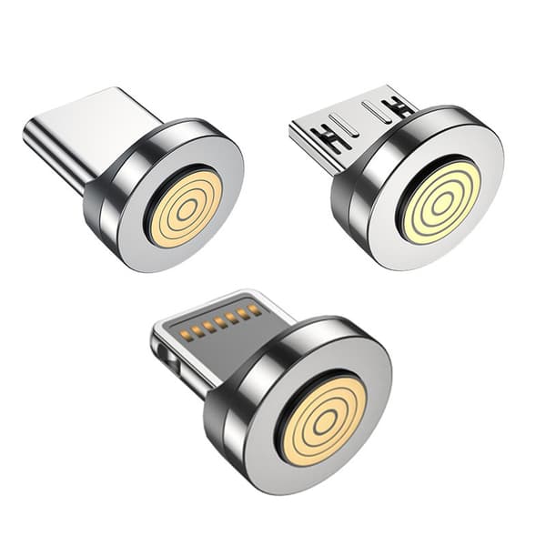 3-pack (3 Micro USB-spetsar) Micro USB-adaptrar - Magnetiska spetsar Magnetiskt huvud för magnetisk laddningskabel - Dammplugg för mobiltelefon