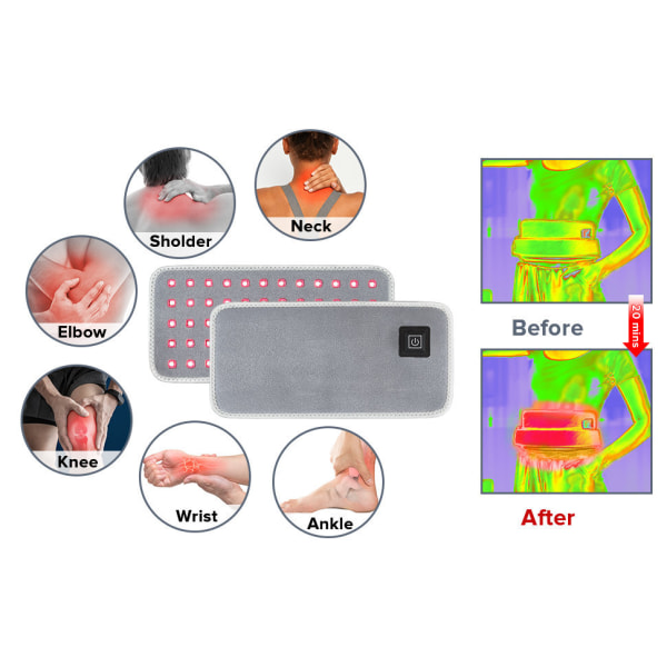 Rødt lys terapi bælte, infrarødt lys terapi apparat, fleksibelt bærebart indpakning med timer, bruges til at lindre ryg skulder og talje muskelsmerter